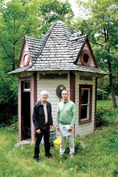 Gilles Laroche, president of the 
Symmes Inn Museum with Khalil Zouhari, former owner of the ticket booth. Photo: Courtesy Symmes Inn Museum
