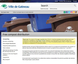 Gatineau city updated their website to explain that dropping the free compost program is 
not official yet. Councillors will vote 
on this at the April 11 council meeting. 

Photo: Gatineau 
City website