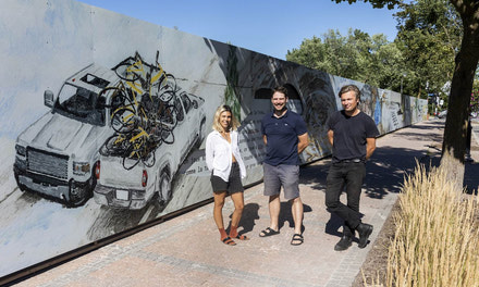 Nouvelle murale éphémère au chantier de la Place des Pionniers 