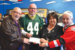 From left to right: James Shea (WQSB President), George Singfield (D’Arcy McGee Principal), Lillian Beaudoin (founder of Aylmer Circle of Friends) and Mike Dubeau (WQSB DG). Photo: Courtesy