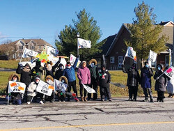  Early child educators and workers striking in front of Centre de Petite Enfance (CPE) Le Chalet, November 22 as part of province-wide day of action to press Quebec for better conditions. Photo: Sophie Demers