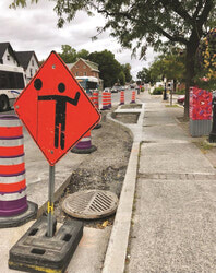 Photo: Work has begun on a new crosswalk on Principale Street between Marché Laflamme and the Neil-O’Donnell Street intersection. Photo: Sophie Demers