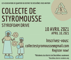 Photo caption: On April 10, three residents’ associations in the Deschênes district will collaborate to conduct a special Styrofoam collection event. Photo: Courtesy of Caroline Murray