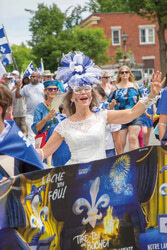 The Saint-Jean-Baptiste parade down rue Principale led by Julia Pissenlit, June 24.
