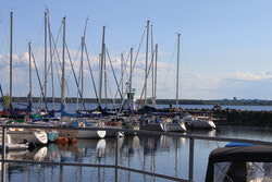 Photo caption: Sailboats docked at the Grande-Rivière Sailing Centre.  Photo credit: Greg Newing.