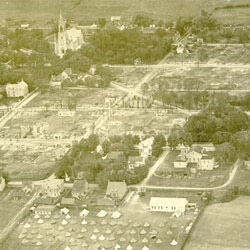 Caption: Birdseye image of Aylmer after the Great Fire in 1921.