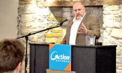 François Sylvestre during his campaign launch for the municipal elections in Ward 1, the old Aylmer district. He is Action Gatineau’s candidate for this ward.