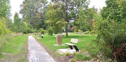 Public works employees have removed picnic tables and fencing from unofficial parks and added new ones to recognized parks such as this water-side one in Wychwood at Parc Gérald-Millar.
Photo: Lily Ryan