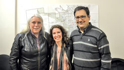 Manon Massé, Québec Solidaire MNA for Sainte-Marie Saint-Jacques, Charmain Levy, QS spokesperson for Outaouais, Andrés Fontecilla, QS president, May 6.	Photo: LRC