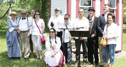 Organizers of opening day events at Symmes Inn Museum dress in period costume to celebrate the historical significance of the Symmes Inn. Opening ceremonies held on Sunday, June 11, included a smudging ceremony and drum circle with members of the Algonquin First Nation. (AR)
Photo: AR