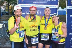 Laurence Wright, Michel Carriere, Gaston Bedard and Addie Lee, after completing the New York City Marathon, November 6. Photo: Marc Bedard