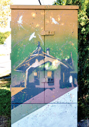 Jean-François Henri created the mural on the Bell box at 26 rue Brook in Aylmer.

Photo: Nick Seebruch
