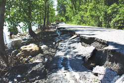 Queen’s Park Road closed, thanks to flood damage and a slow response from Quebec City. 	Photo: AR